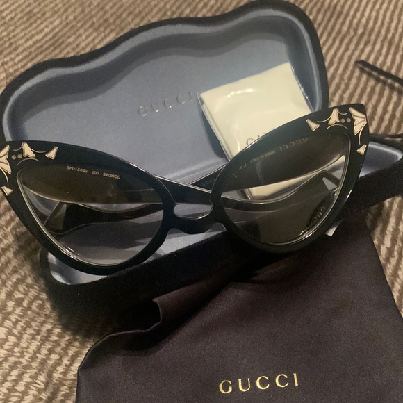 GUCCI Inverted Multilayer Acetate Cat-Eye Sunglasses NEW, with black GUCCI case! - Picture 3 of 15